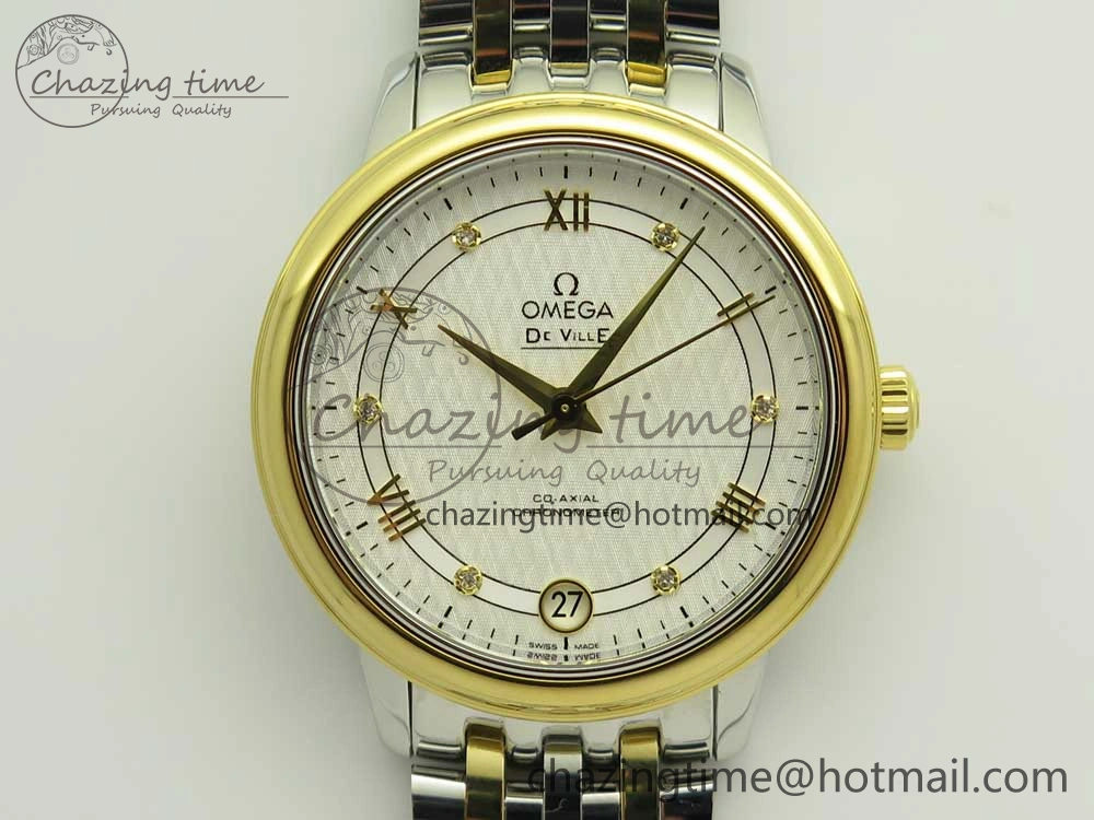 De Ville Prestige Ladies 32.7mm SS MKF 1:1 Best Edition White Dial Roman Markers on SS YG Bracelet MIYOTA 9015