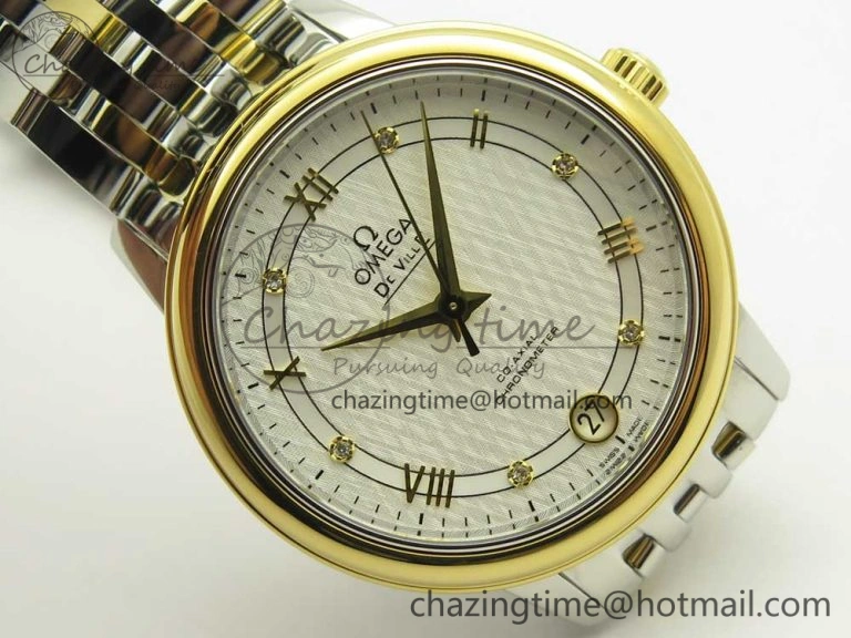 De Ville Prestige Ladies 32.7mm SS MKF 1:1 Best Edition White Dial Roman Markers on SS YG Bracelet MIYOTA 9015