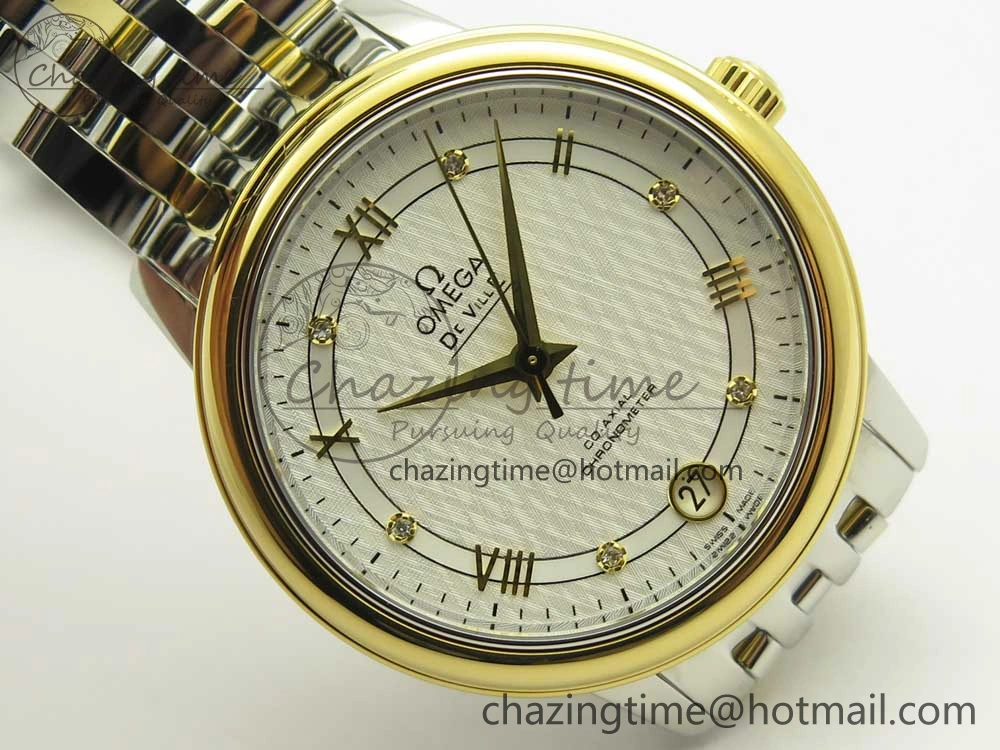 De Ville Prestige Ladies 32.7mm SS MKF 1:1 Best Edition White Dial Roman Markers on SS YG Bracelet MIYOTA 9015
