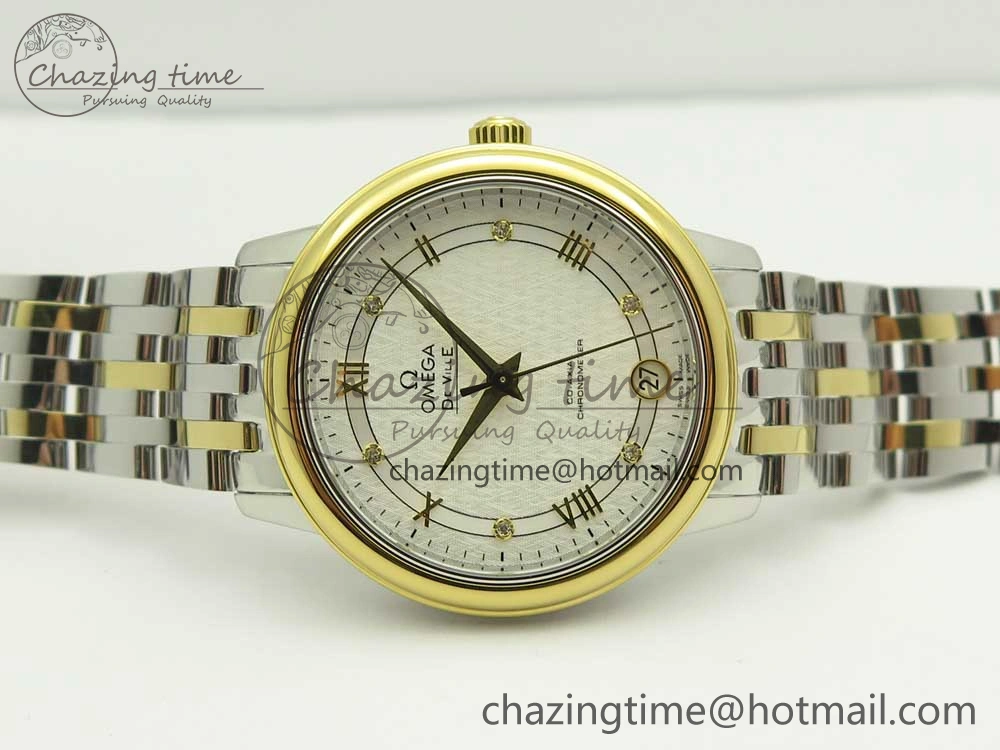 De Ville Prestige Ladies 32.7mm SS MKF 1:1 Best Edition White Dial Roman Markers on SS YG Bracelet MIYOTA 9015