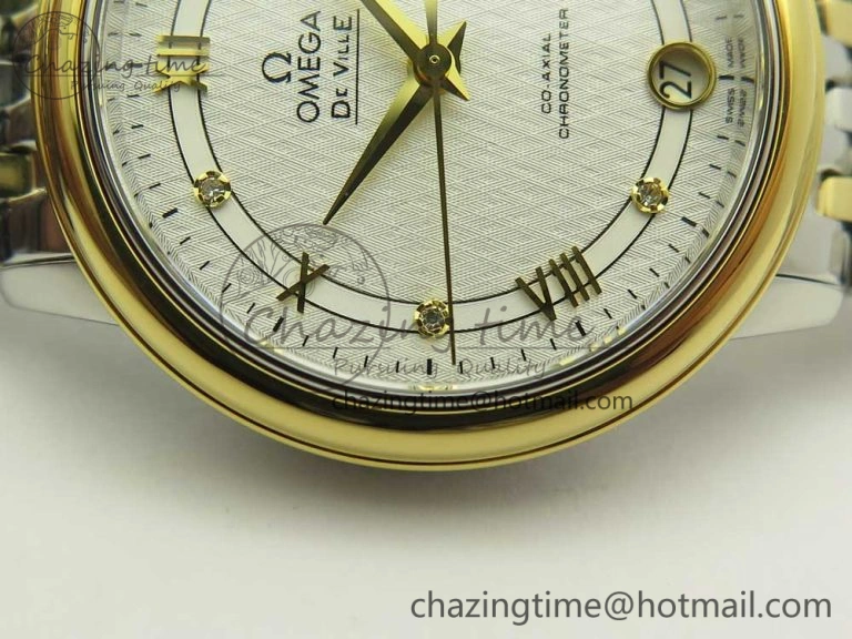 De Ville Prestige Ladies 32.7mm SS MKF 1:1 Best Edition White Dial Roman Markers on SS YG Bracelet MIYOTA 9015