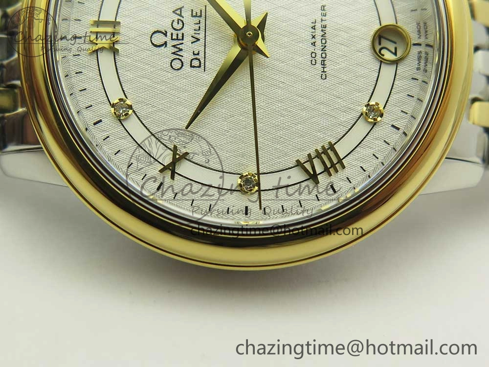 De Ville Prestige Ladies 32.7mm SS MKF 1:1 Best Edition White Dial Roman Markers on SS YG Bracelet MIYOTA 9015