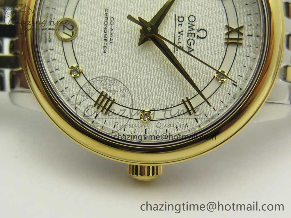 De Ville Prestige Ladies 32.7mm SS MKF 1:1 Best Edition White Dial Roman Markers on SS YG Bracelet MIYOTA 9015