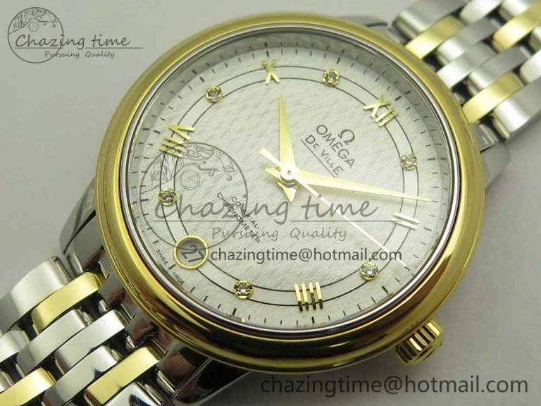 De Ville Prestige Ladies 32.7mm SS MKF 1:1 Best Edition White Dial Roman Markers on SS YG Bracelet MIYOTA 9015