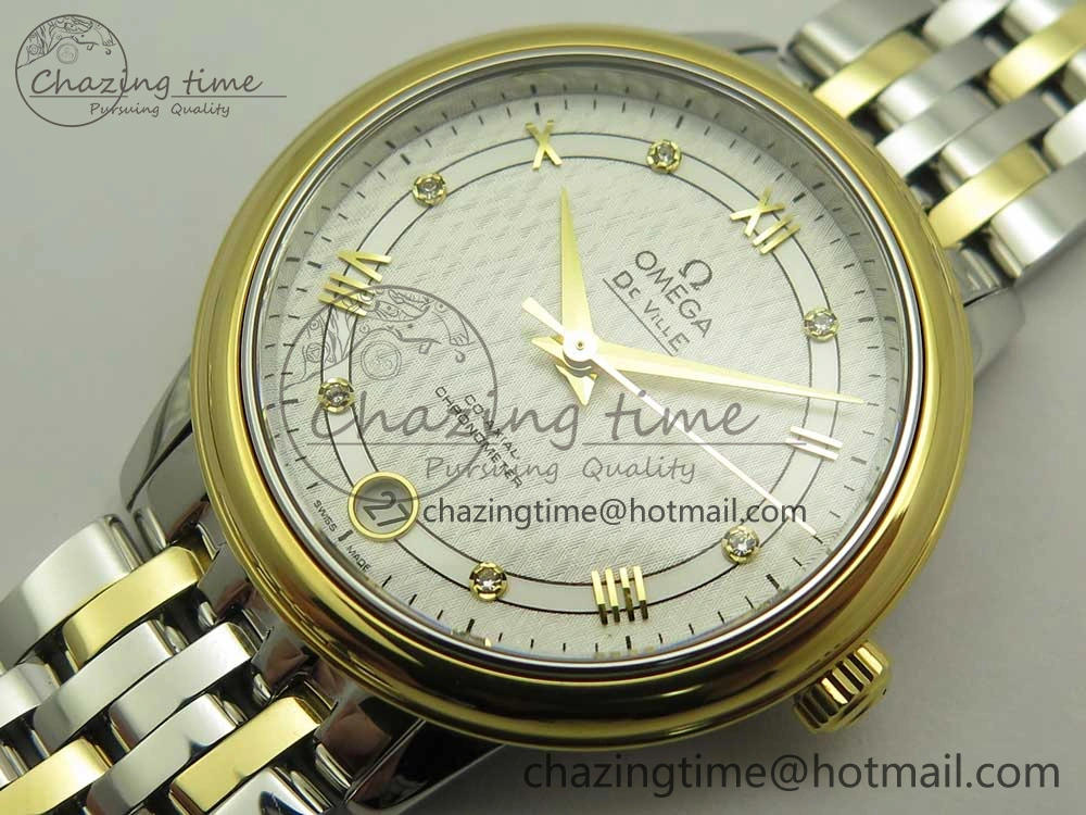 De Ville Prestige Ladies 32.7mm SS MKF 1:1 Best Edition White Dial Roman Markers on SS YG Bracelet MIYOTA 9015