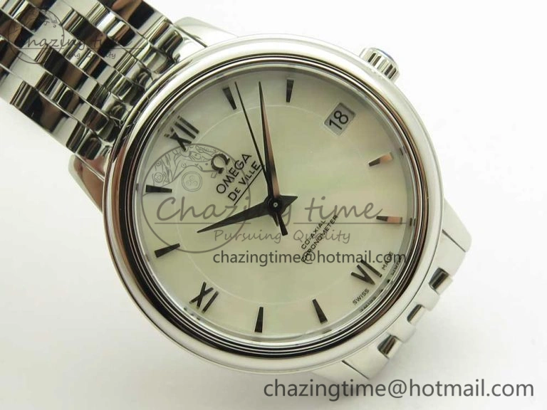 De Ville Prestige Ladies 32.7mm SS MKF 1:1 Best Edition White Dial SS Markers on SS Bracelet MIYOTA 9015