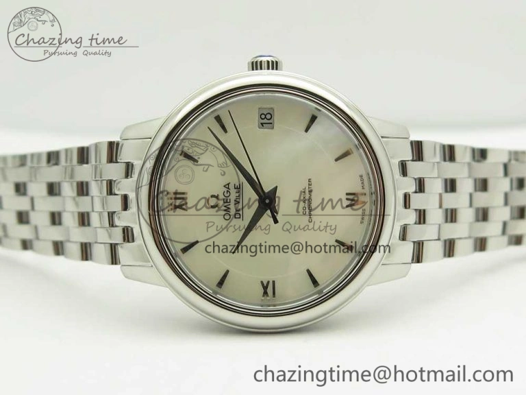 De Ville Prestige Ladies 32.7mm SS MKF 1:1 Best Edition White Dial SS Markers on SS Bracelet MIYOTA 9015