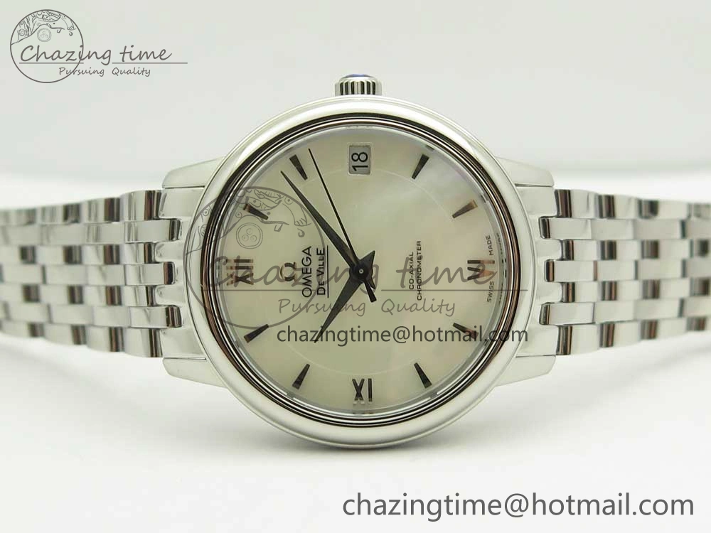 De Ville Prestige Ladies 32.7mm SS MKF 1:1 Best Edition White Dial SS Markers on SS Bracelet MIYOTA 9015