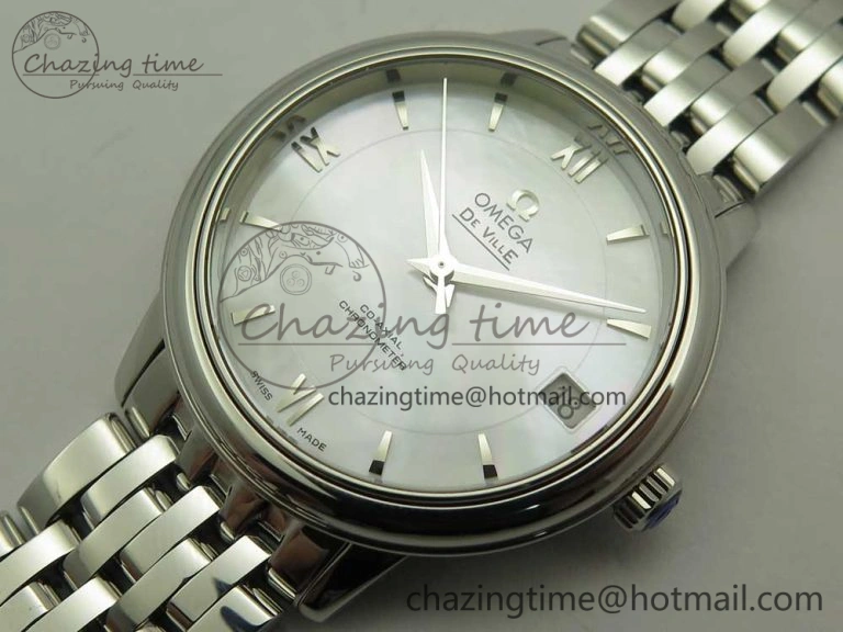 De Ville Prestige Ladies 32.7mm SS MKF 1:1 Best Edition White Dial SS Markers on SS Bracelet MIYOTA 9015
