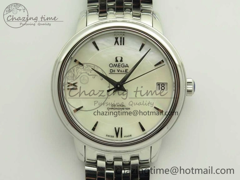 De Ville Prestige Ladies 32.7mm SS MKF 1:1 Best Edition White Dial SS Markers on SS Bracelet MIYOTA 9015