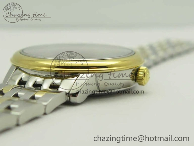 De Ville Prestige Ladies 32.7mm SS MKF 1:1 Best Edition White MOP Dial Diamonds Markers on SS YG Bracelet MIYOTA 9015