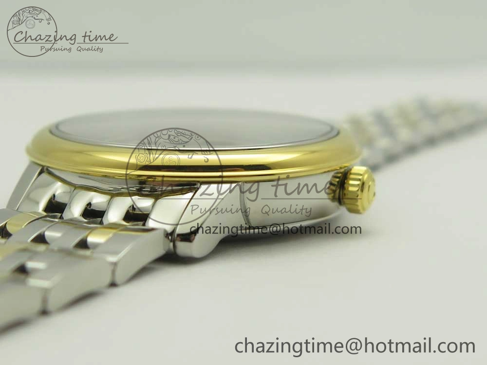 De Ville Prestige Ladies 32.7mm SS MKF 1:1 Best Edition White MOP Dial Diamonds Markers on SS YG Bracelet MIYOTA 9015