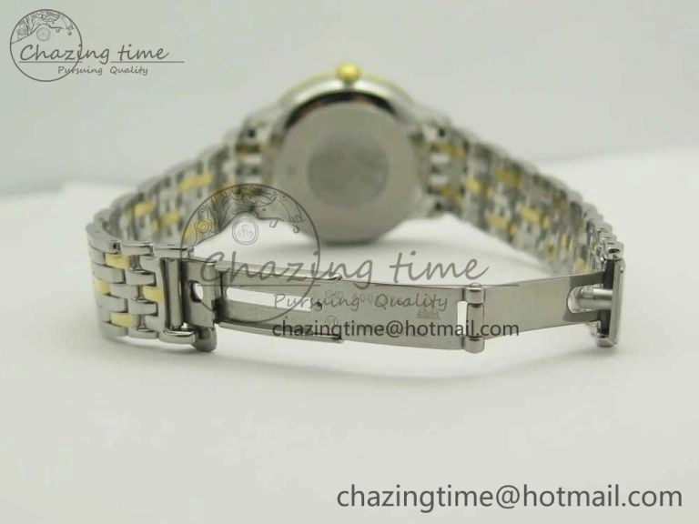 De Ville Prestige Ladies 32.7mm SS MKF 1:1 Best Edition White MOP Dial Roman Markers on SS YG Bracelet MIYOTA 9015