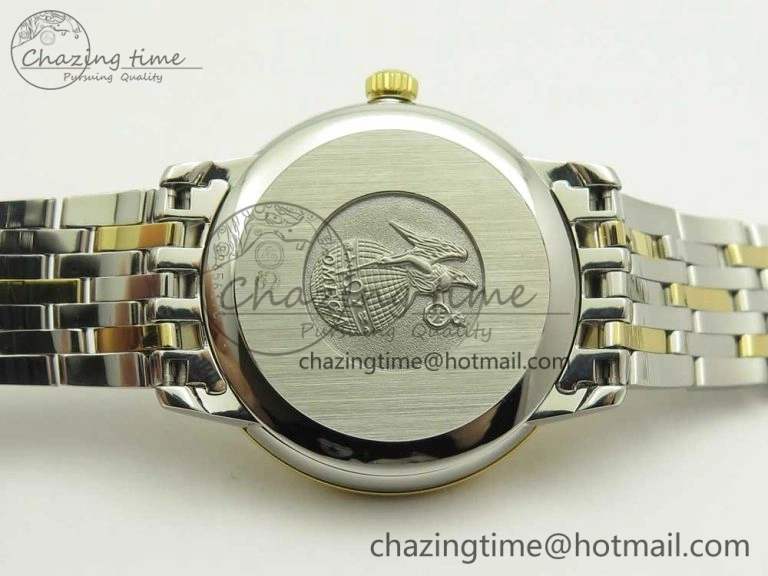 De Ville Prestige Ladies 32.7mm SS MKF 1:1 Best Edition White MOP Dial Roman Markers on SS YG Bracelet MIYOTA 9015