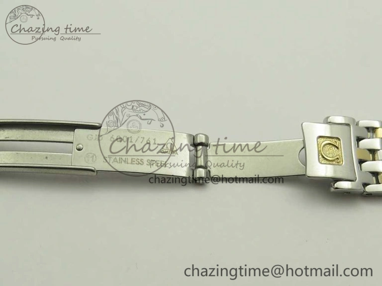 De Ville Prestige Ladies 32.7mm SS MKF 1:1 Best Edition White MOP Dial Roman Markers on SS YG Bracelet MIYOTA 9015