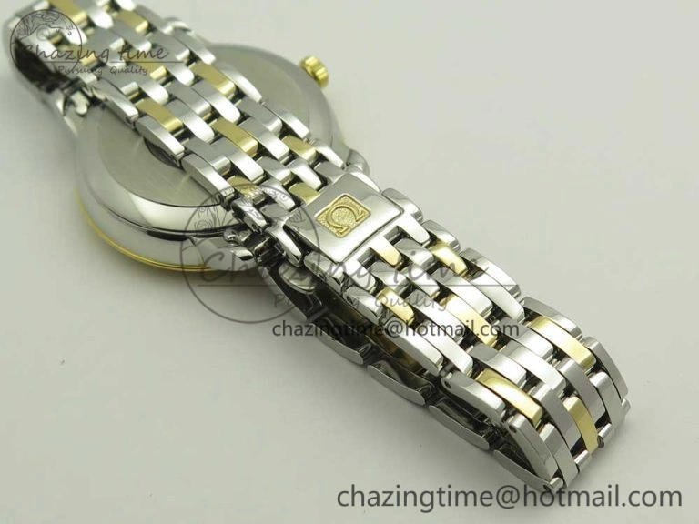 De Ville Prestige Ladies 32.7mm SS MKF 1:1 Best Edition White MOP Dial Roman Markers on SS YG Bracelet MIYOTA 9015