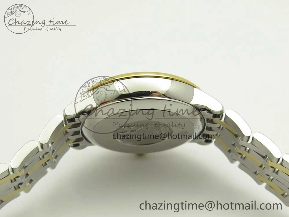 De Ville Prestige Ladies 32.7mm SS MKF 1:1 Best Edition White MOP Dial Roman Markers on SS YG Bracelet MIYOTA 9015