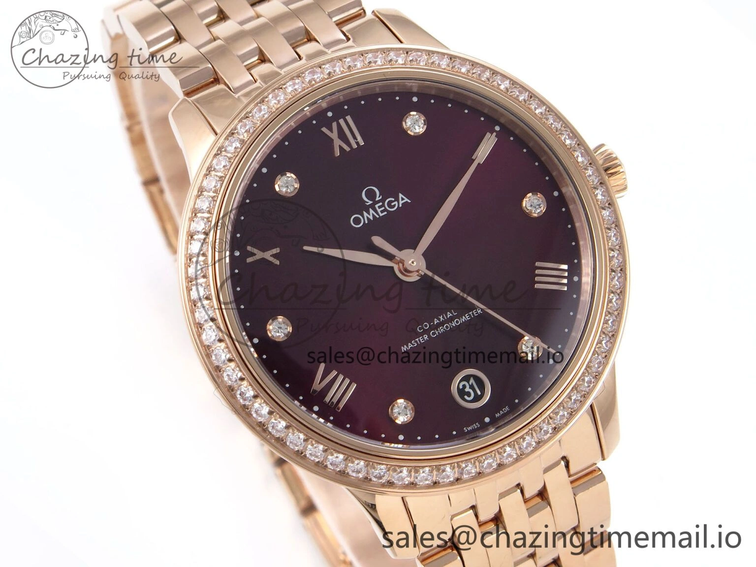 De Ville Prestige Ladies RG VSF 1:1 Best Edition Brown Diamonds Dial on RG Bracelet A8800
