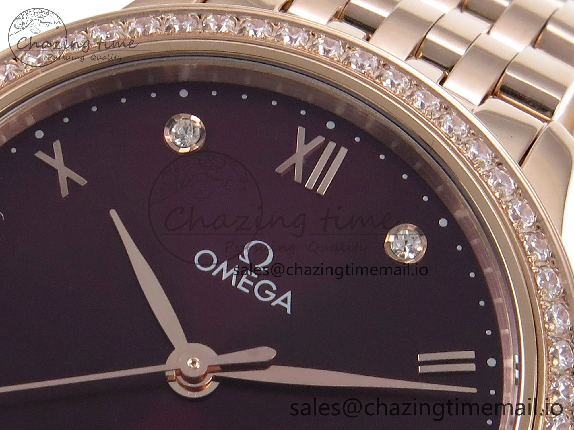 De Ville Prestige Ladies RG VSF 1:1 Best Edition Brown Diamonds Dial on RG Bracelet A8800