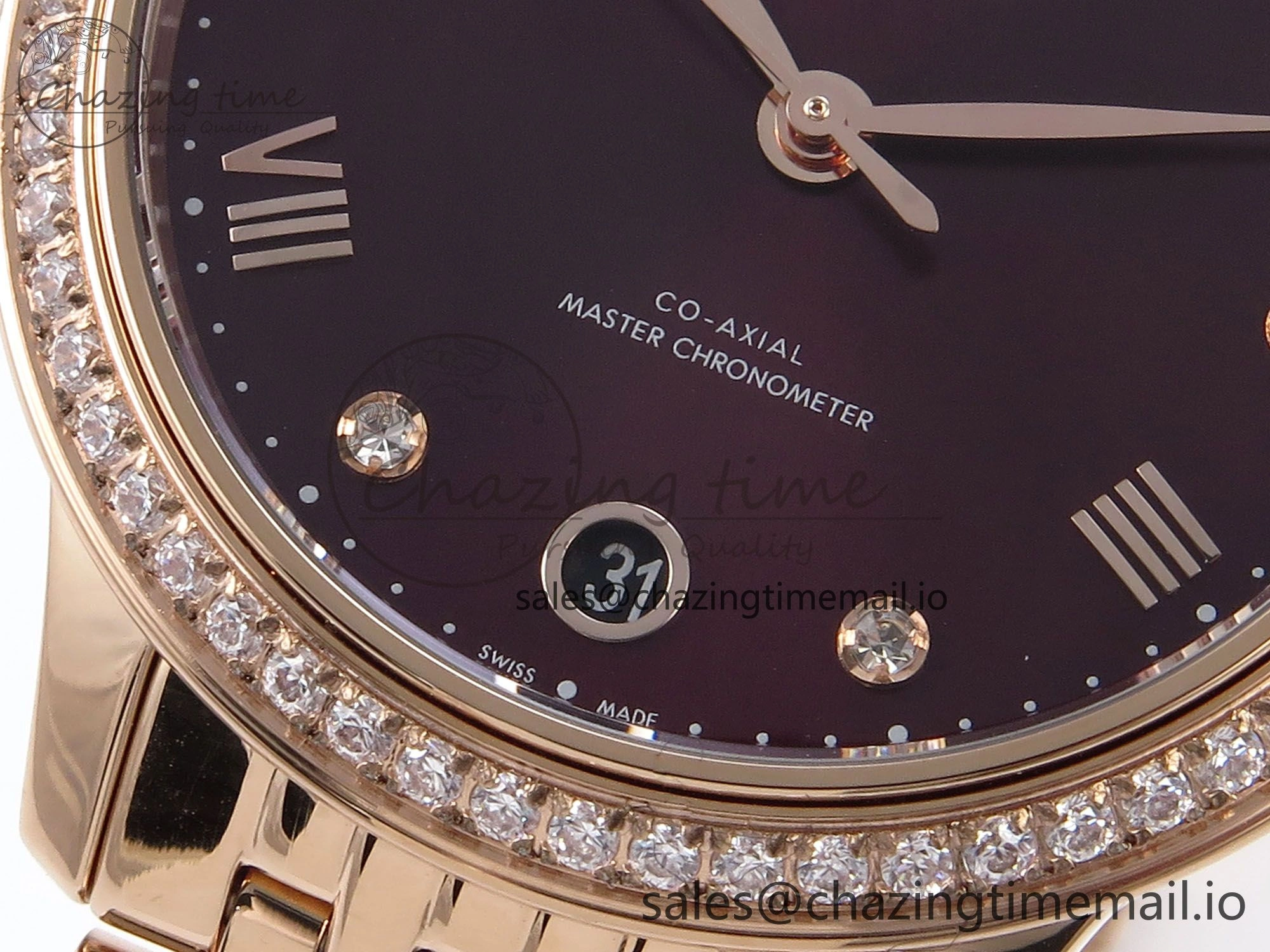 De Ville Prestige Ladies RG VSF 1:1 Best Edition Brown Diamonds Dial on RG Bracelet A8800