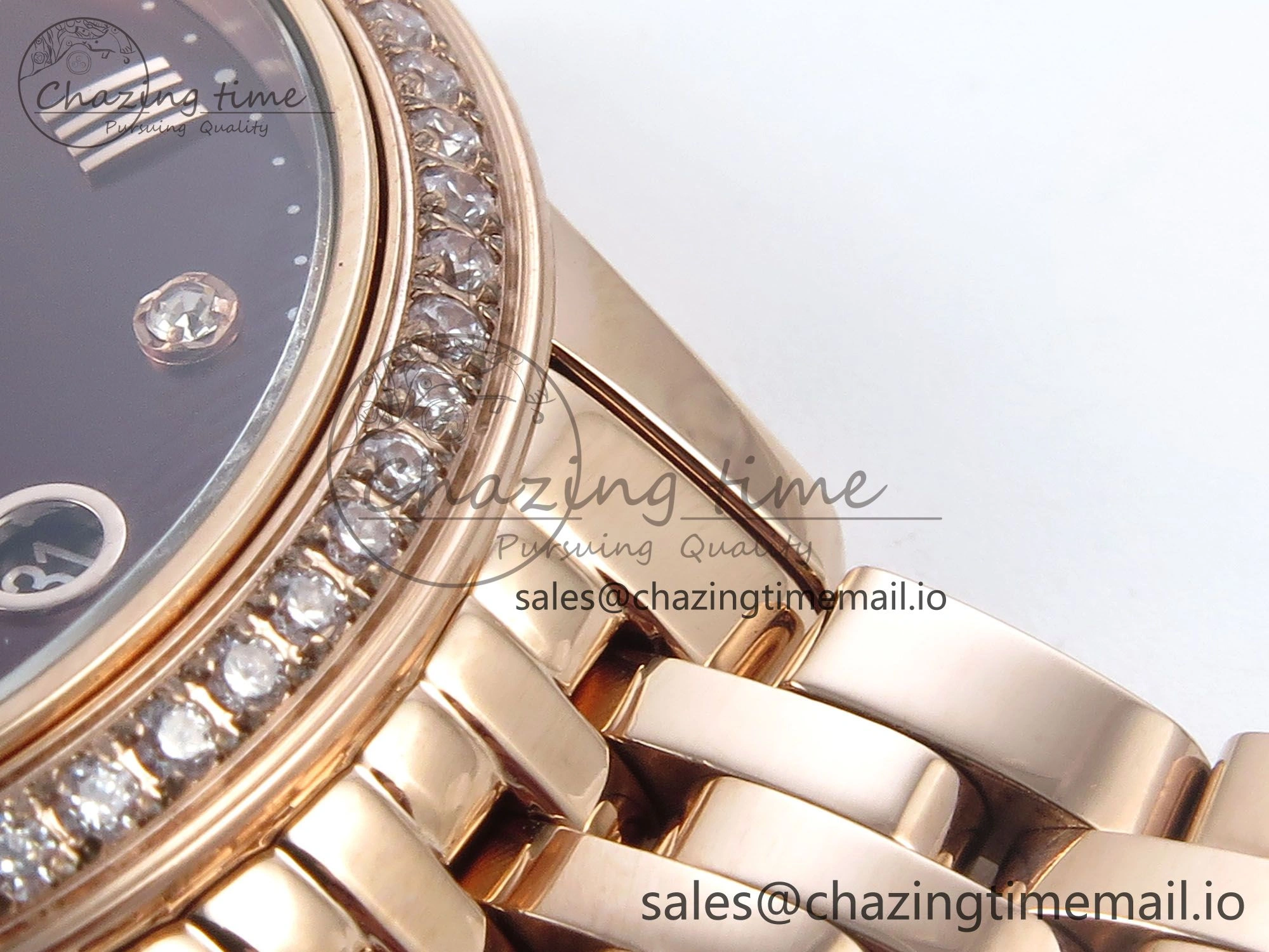 De Ville Prestige Ladies RG VSF 1:1 Best Edition Brown Diamonds Dial on RG Bracelet A8800