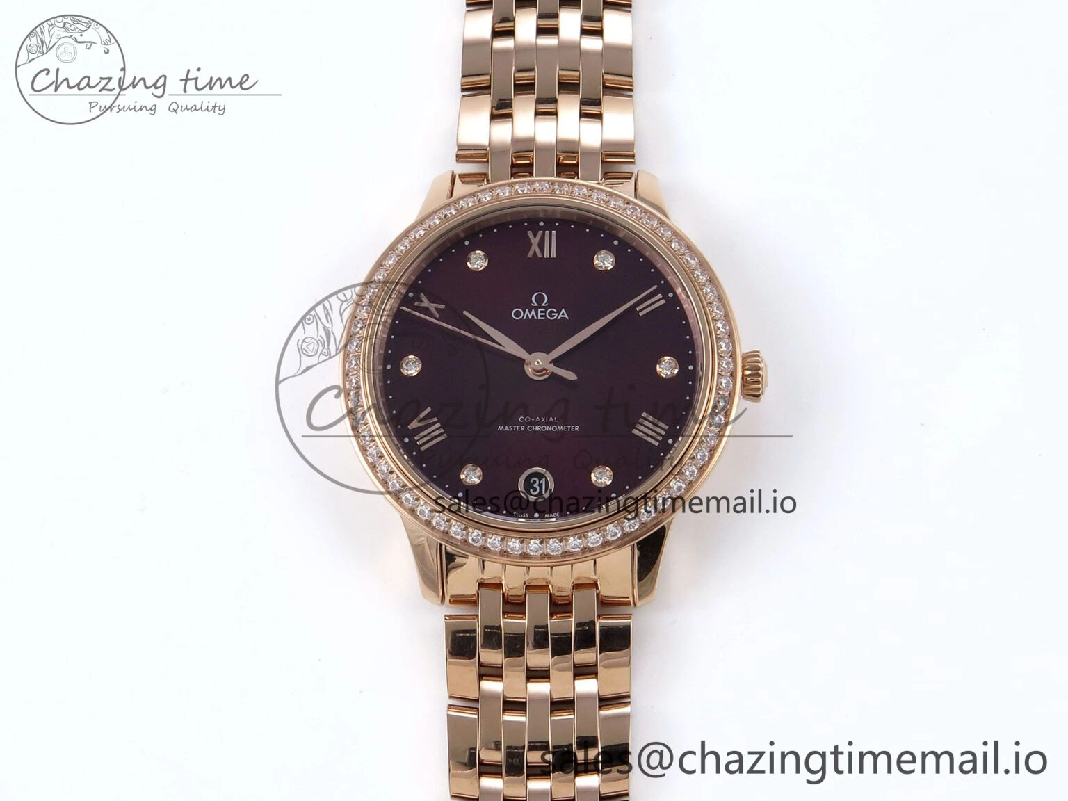 De Ville Prestige Ladies RG VSF 1:1 Best Edition Brown Diamonds Dial on RG Bracelet A8800