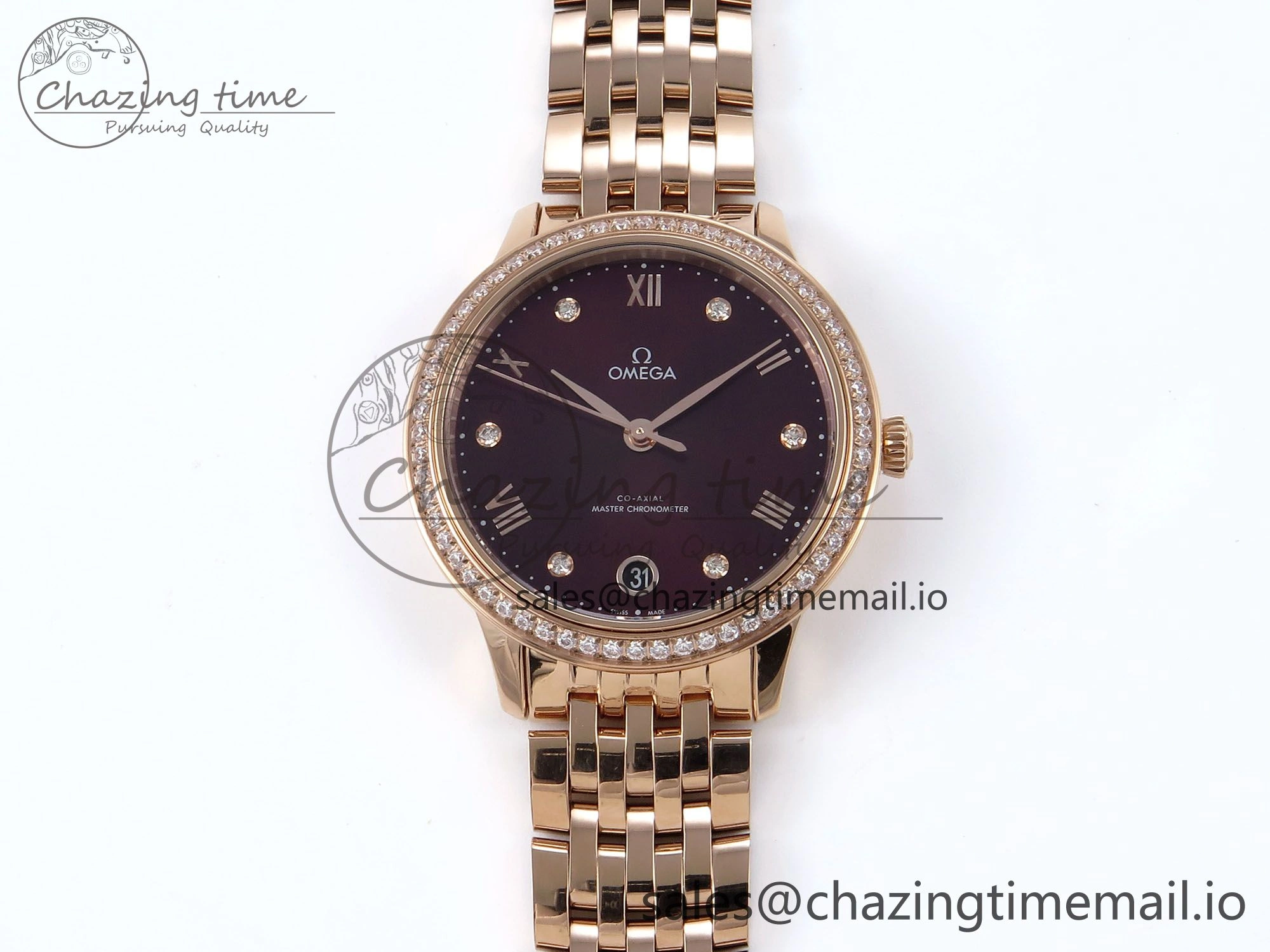 De Ville Prestige Ladies RG VSF 1:1 Best Edition Brown Diamonds Dial on RG Bracelet A8800