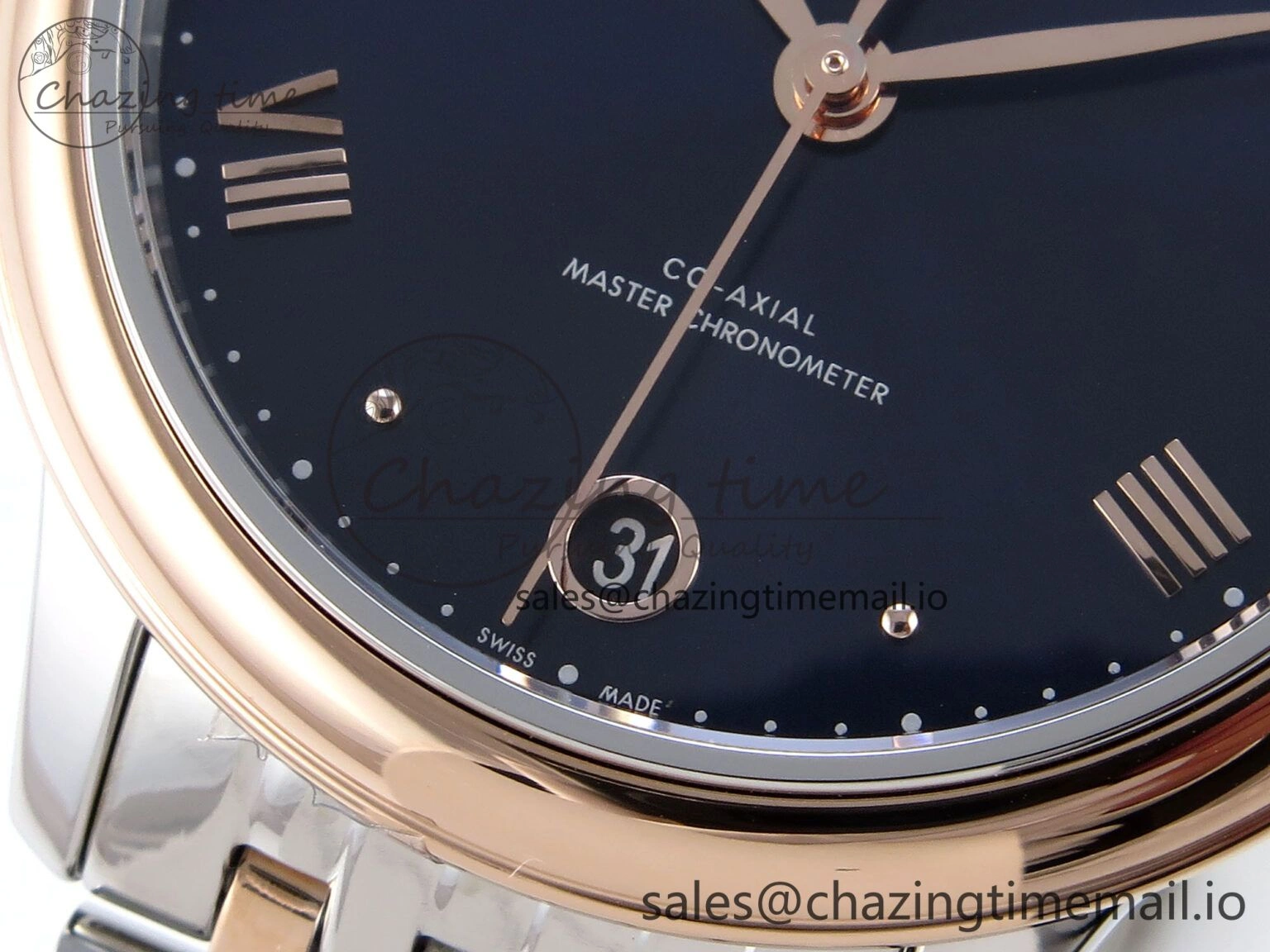 De Ville Prestige Ladies SS RG VSF 1:1 Best Edition Blue Dial on SS RG Bracelet A8800
