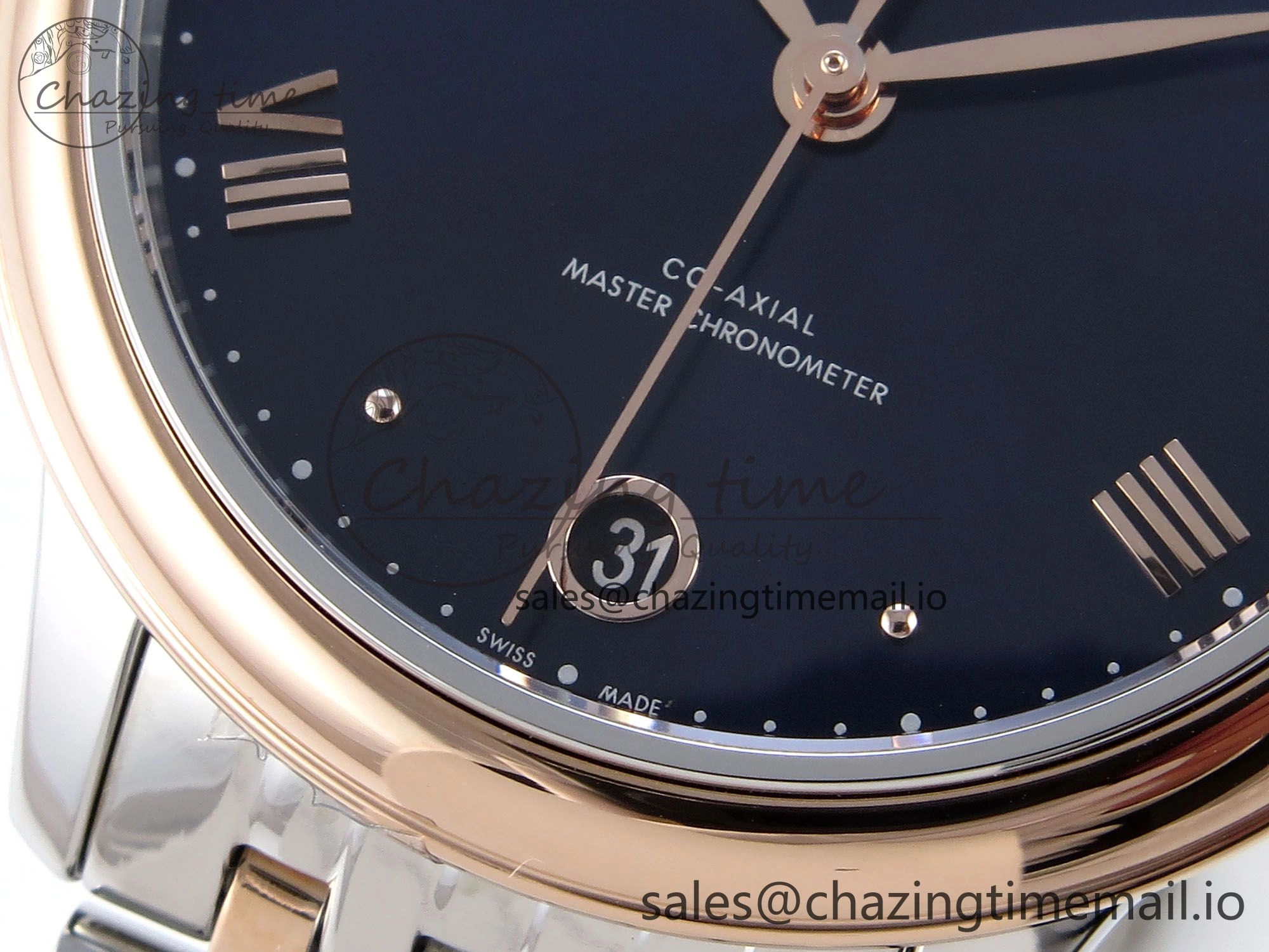 De Ville Prestige Ladies SS RG VSF 1:1 Best Edition Blue Dial on SS RG Bracelet A8800