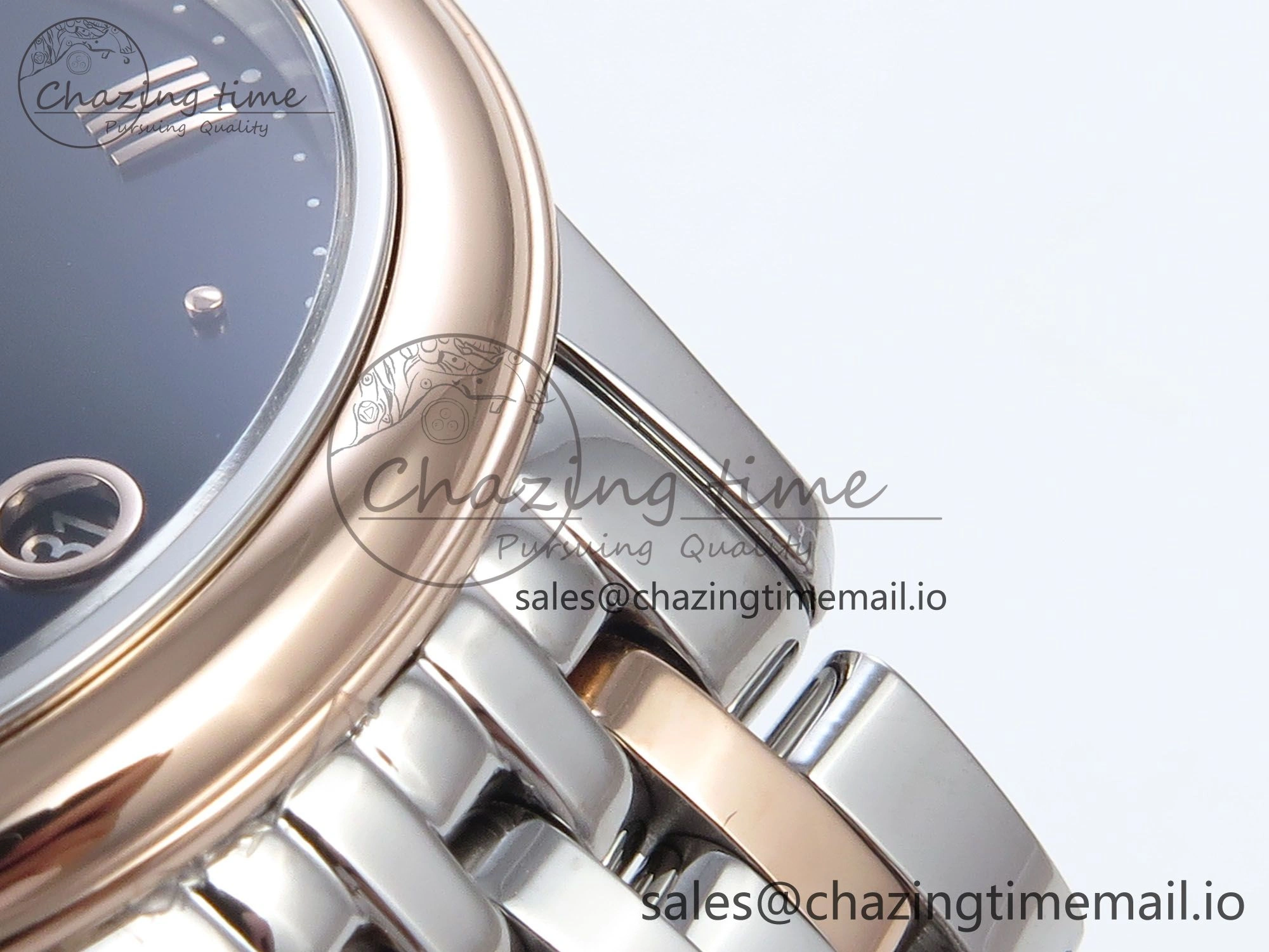 De Ville Prestige Ladies SS RG VSF 1:1 Best Edition Blue Dial on SS RG Bracelet A8800