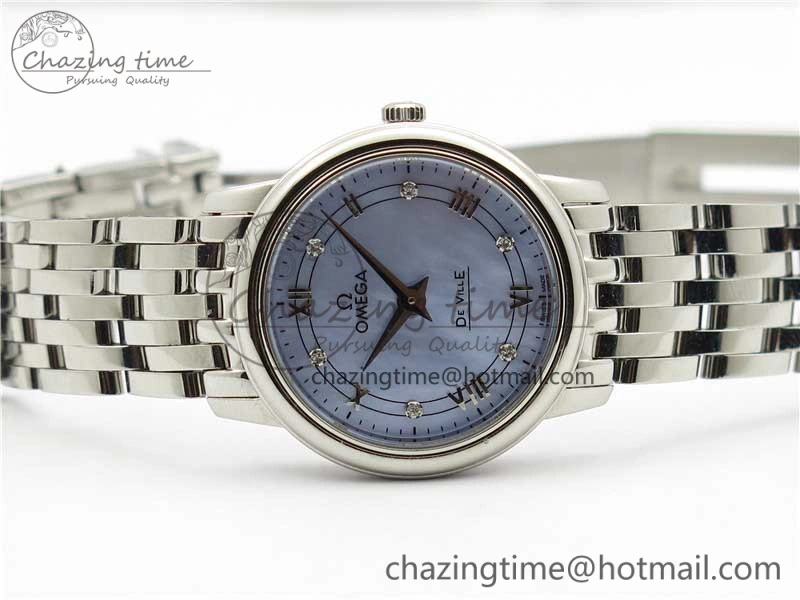 De Ville Prestige Quartz 27.4 mm SS ZF 1:1 Best Edition Blue Dial on SS Bracelet Jap Quartz