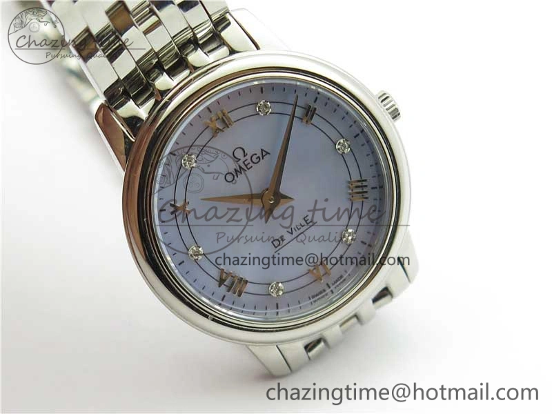 De Ville Prestige Quartz 27.4 mm SS ZF 1:1 Best Edition Blue Dial on SS Bracelet Jap Quartz