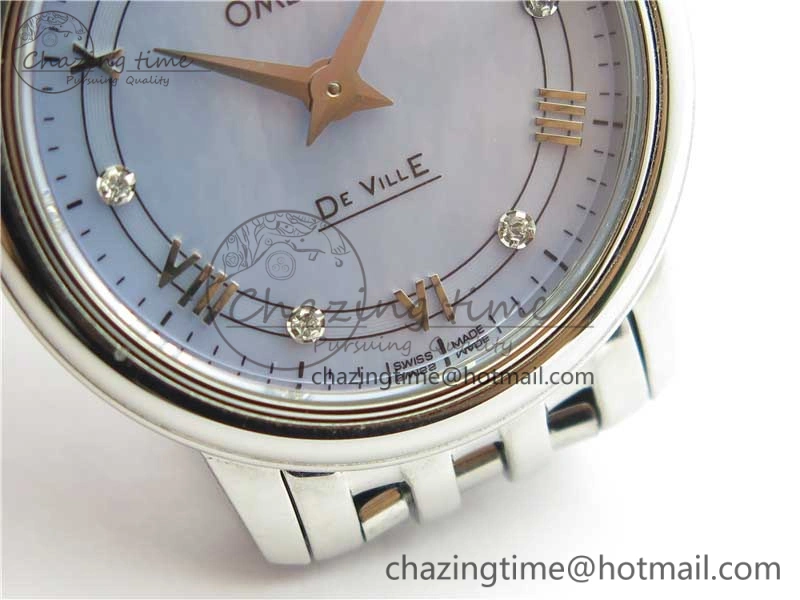 De Ville Prestige Quartz 27.4 mm SS ZF 1:1 Best Edition Blue Dial on SS Bracelet Jap Quartz