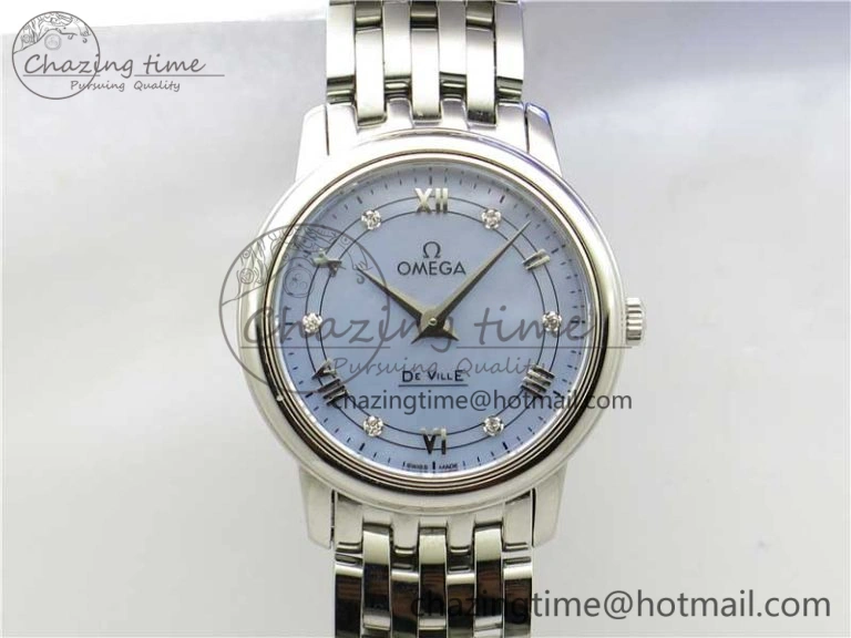 De Ville Prestige Quartz 27.4 mm SS ZF 1:1 Best Edition Blue Dial on SS Bracelet Jap Quartz