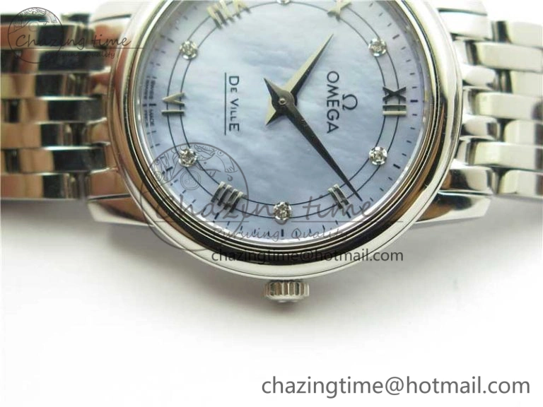 De Ville Prestige Quartz 27.4 mm SS ZF 1:1 Best Edition Blue Dial on SS Bracelet Jap Quartz