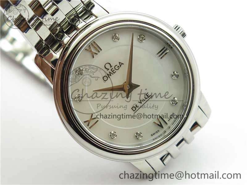 De Ville Prestige Quartz 27.4 mm SS ZF 1:1 Best Edition White Dial on SS Bracelet Jap Quartz