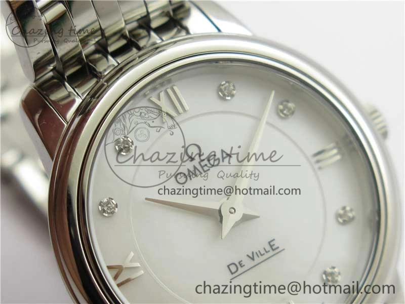 De Ville Prestige Quartz 27.4 mm SS ZF 1:1 Best Edition White Dial on SS Bracelet Jap Quartz