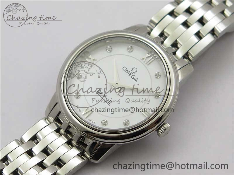 De Ville Prestige Quartz 27.4 mm SS ZF 1:1 Best Edition White Dial on SS Bracelet Jap Quartz