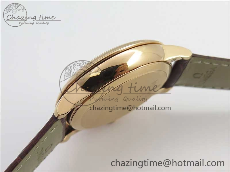 De Ville Prestige Real PR RG ZF 1:1 Best Edition White Dial on Brown Leather Strap MIYOTA 9015