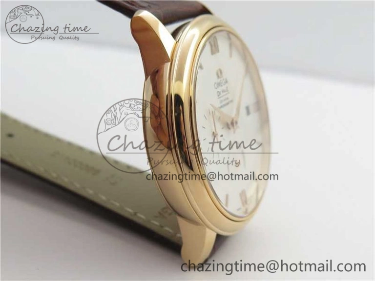 De Ville Prestige Real PR RG ZF 1:1 Best Edition White Dial on Brown Leather Strap MIYOTA 9015