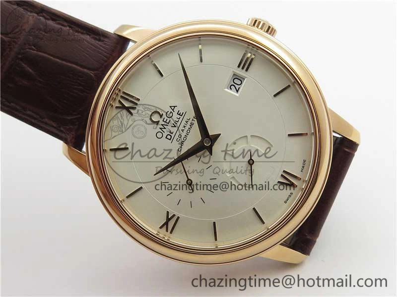De Ville Prestige Real PR RG ZF 1:1 Best Edition White Dial on Brown Leather Strap MIYOTA 9015