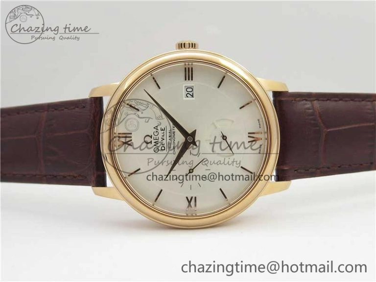 De Ville Prestige Real PR RG ZF 1:1 Best Edition White Dial on Brown Leather Strap MIYOTA 9015