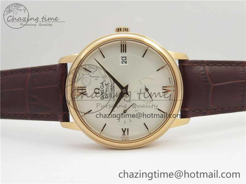 De Ville Prestige Real PR RG ZF 1:1 Best Edition White Dial on Brown Leather Strap MIYOTA 9015