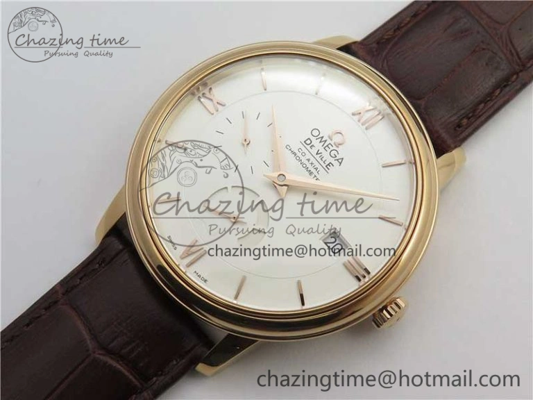 De Ville Prestige Real PR RG ZF 1:1 Best Edition White Dial on Brown Leather Strap MIYOTA 9015