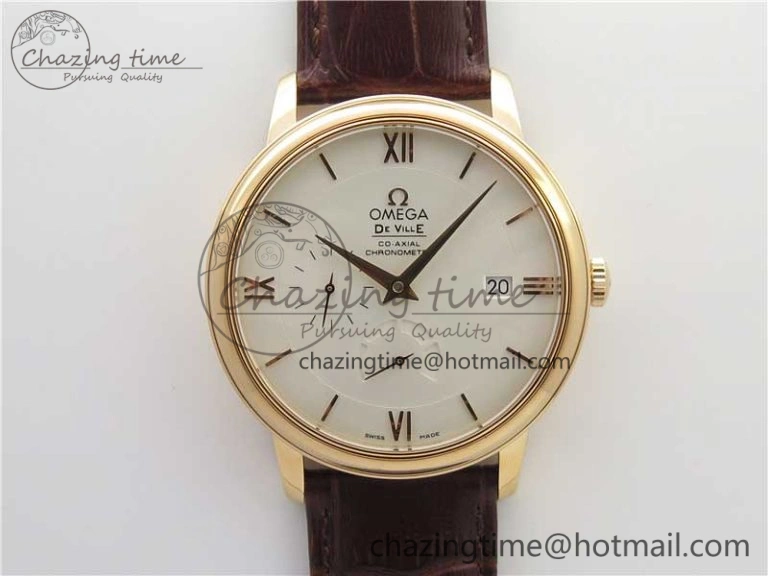 De Ville Prestige Real PR RG ZF 1:1 Best Edition White Dial on Brown Leather Strap MIYOTA 9015
