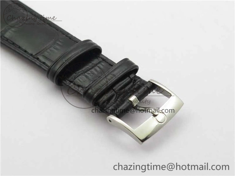 De Ville Prestige Real PR SS ZF 1:1  Best Edition White Dial YG Markers Black Leather Strap MIYOTA 9015