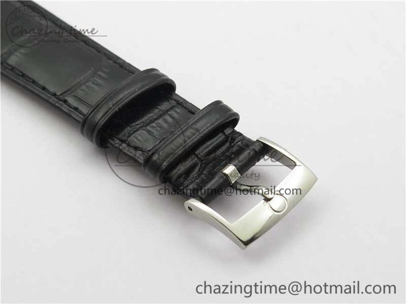 De Ville Prestige Real PR SS ZF 1:1  Best Edition White Dial YG Markers Black Leather Strap MIYOTA 9015