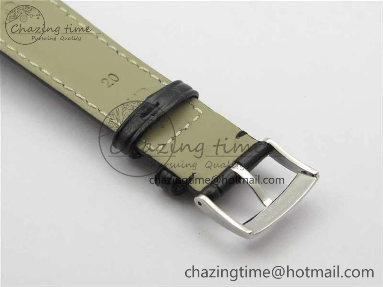 De Ville Prestige Real PR SS ZF 1:1  Best Edition White Dial YG Markers Black Leather Strap MIYOTA 9015