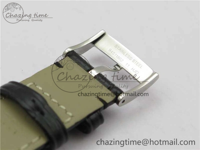 De Ville Prestige Real PR SS ZF 1:1  Best Edition White Dial YG Markers Black Leather Strap MIYOTA 9015