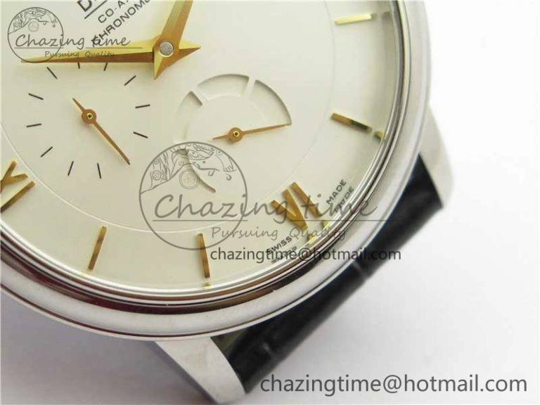 De Ville Prestige Real PR SS ZF 1:1  Best Edition White Dial YG Markers Black Leather Strap MIYOTA 9015